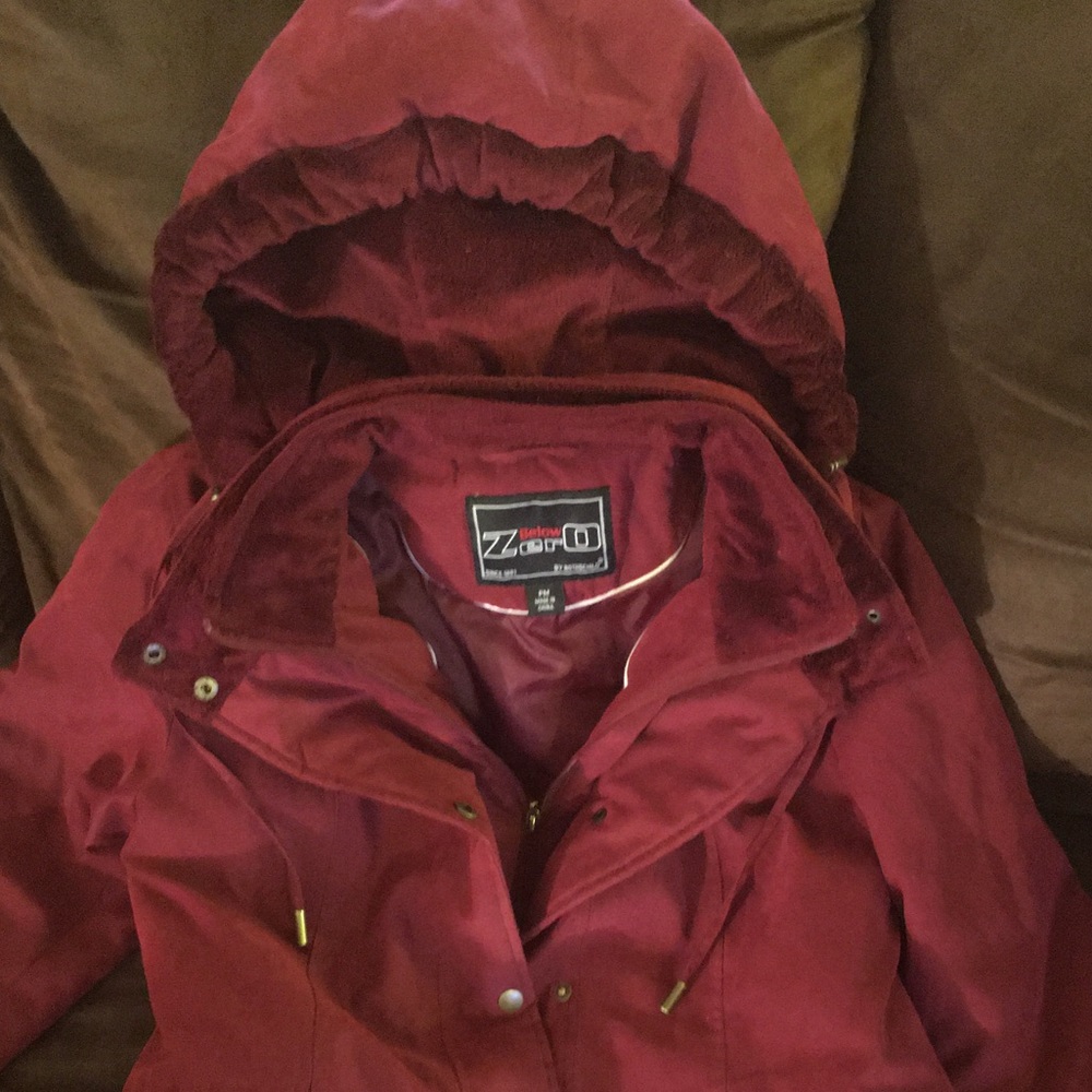 Point Zero Women's Red Hooded Trench Coat